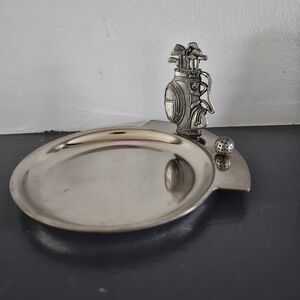 GOLF Trinket Dish Tray Caddy Silver Tone Coin Pocket Change
